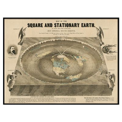 World Map Of Square Stationary Flat Earth 1893 Antique Reprint. Available on archival paper and canvas