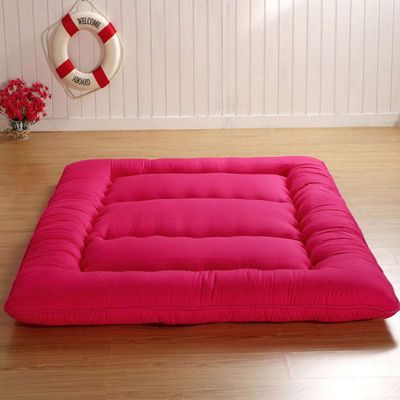 Japanese Floor Futon Mattress, Thick Soft Tatami Sleeping Pad Quilted Fitted Foldable Four Season Mattress Pad Roll Up Mat-red 100x200cm(39x79inch)