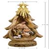 Avalon Gallery Nativity Sculptures - Joseph, Mary, & Jesus Holy Family Christmas Resin Figurine, 16.5" Tall, Rejoice Nativity Tree view 2