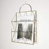 GRIDYMEN Magazine Rack with Handle, Letter Rack Newspaper Holder File Oragnizer Wall Mounted Decorative Storage Basket, Metal Organiser for Office Living Room Bedroom, Gold view 1
