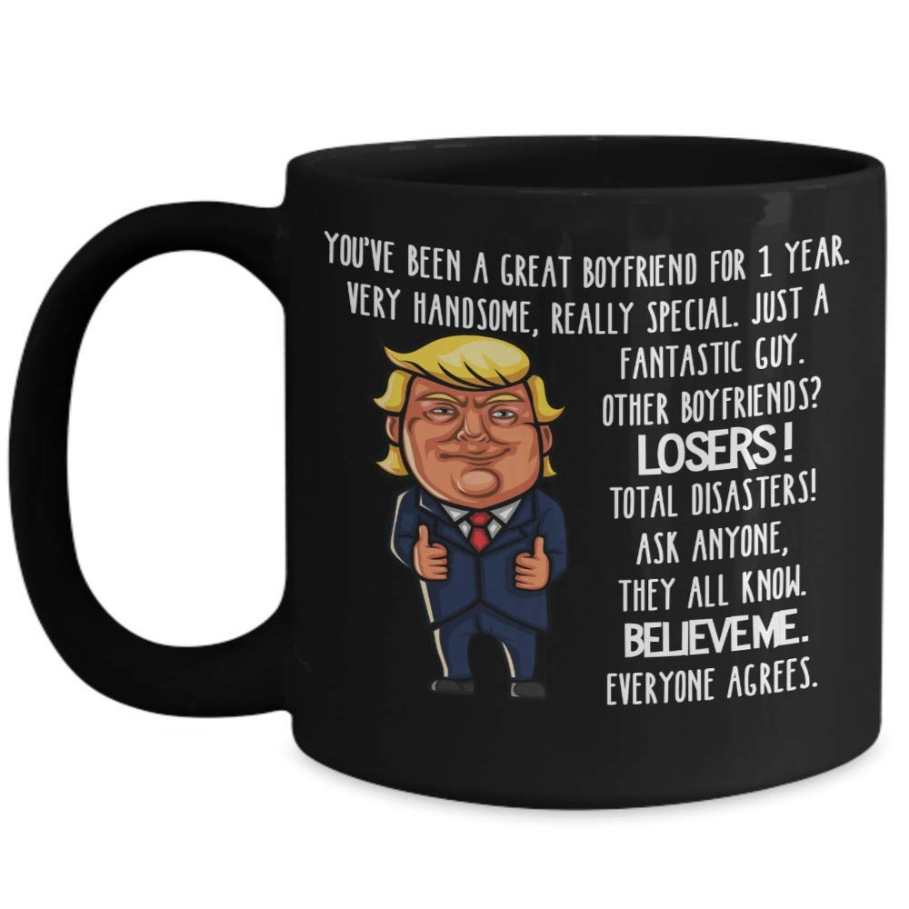 1 Year Dating Anniversary Trump Tumbler for Boyfriend Girlfriend Funny Coffee Comment Tea Cup for Men Women Travel Mug for Him Her
