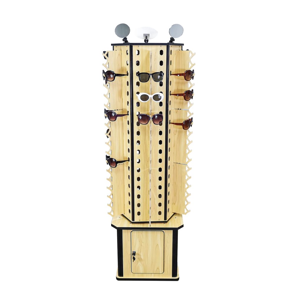 FixtureDisplays 60X18.5X18.5" 6-Sided Wood Floor Display Storage Holds 108-Pair Sunglass Readingglass Retail Easy Assembly Video in Description 2558-6B-2D