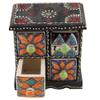 Indian Shelf Vocalforlocal Handcrafted Wooden and Ceramic Multicolor Spice Rack Container Organizer Dabba Jewellery Box (Four Darwer/6.75") Designer Gift view 2