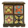 Indian Shelf Vocalforlocal Handcrafted Wooden and Ceramic Multicolor Jewellery Rack Spice Organizer Seasoning Masala Box Container Dabba(Four Darwer/6.75") Designer Gift view 1