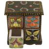 Indian Shelf Vocalforlocal Handcrafted Wooden and Ceramic Multicolor Jewellery Rack Spice Organizer Seasoning Masala Box Container Dabba(Four Darwer/6.75") Designer Gift view 2