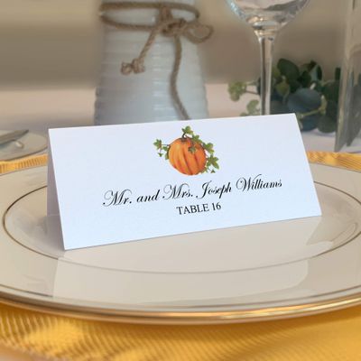 Autumn Pumpkin Place Cards, Set of 150, Pre-cut and Scored - Wedding, Party, Dinner, and Special Events - Made in the USA