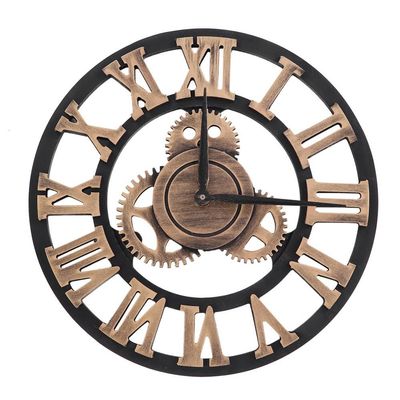 Antilog Vintage Wall Clock 3D Rustic Hand Made Wall Clock Large Gear Wooden Vintage Decor for Living Room/Office/Bar(30cm-Gold)