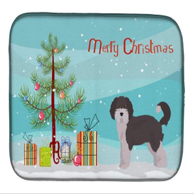 Caroline's Treasures CK3800DDM Aussiedoodle #1 Christmas Tree Dish Drying Mat Absorbent Dish Drying Mat Pad for Kitchen Counter Dish Drainer Mat for Countertop, 14 x 21", Multicolor