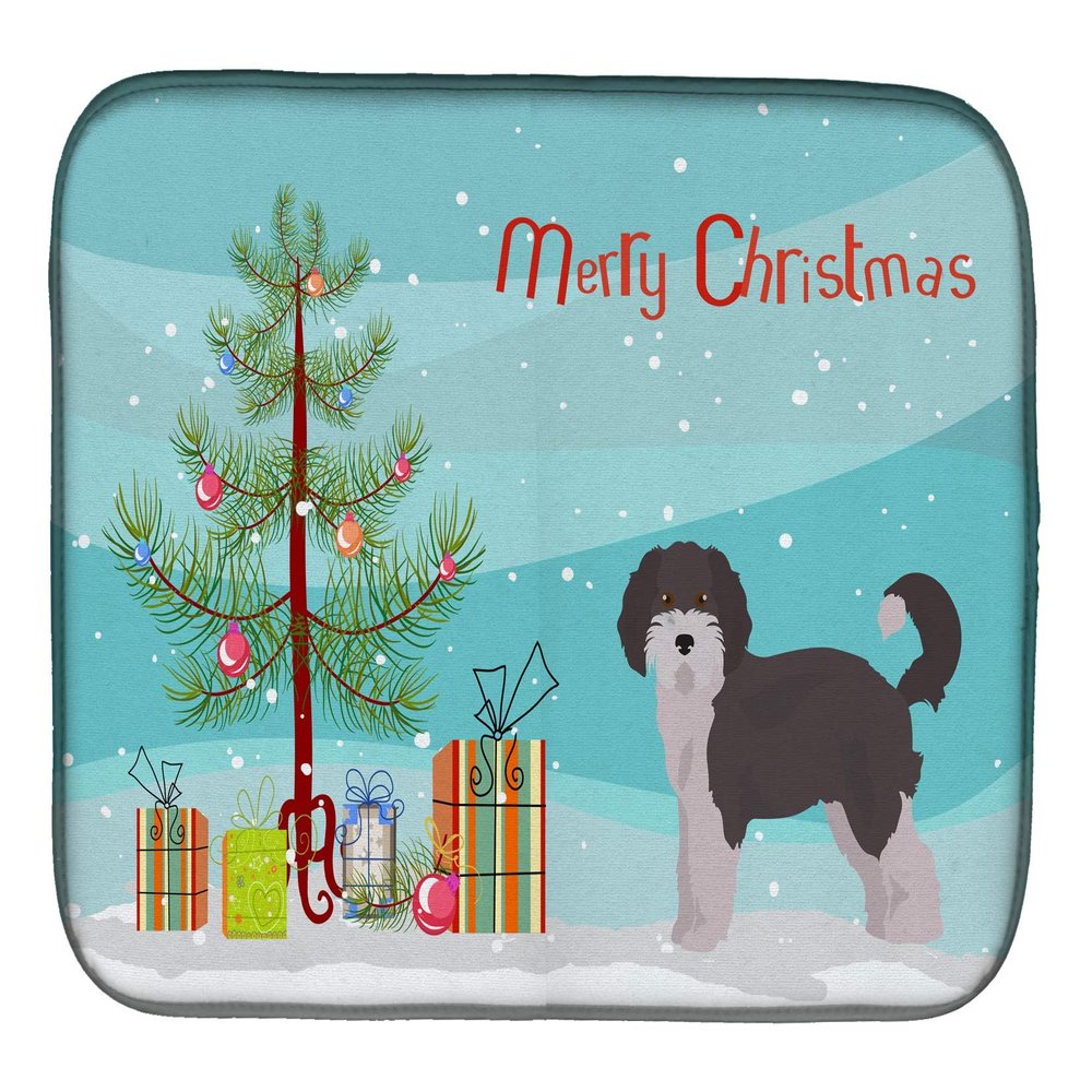 Caroline's Treasures CK3800DDM Aussiedoodle #1 Christmas Tree Dish Drying Mat Absorbent Dish Drying Mat Pad for Kitchen Counter Dish Drainer Mat for Countertop, 14 x 21", Multicolor