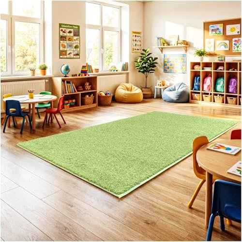 KOECKRITZ Soft & Colorful 5' x 7' Kids Classroom Area Rug  Cozy Playroom Carpet for Nursery, Daycare & Preschool, Flammability Pill Test Passed (Lime)