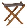 Bare Decor Davie Teak and Leather Folding Accent Stool, 18", Saddle Brown view 1