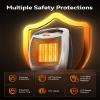 GiveBest Portable Electric Space Heater with Thermostat, 1500W/750W Safe and Quiet Ceramic Heater Fan, Heat Up 200 Square Feet for Office Room Desk Indoor Use, Silver view 2