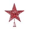 AKOAK Sparkly Mini Hollow Christmas Tree Top Star - Christmas Tree Decoration or Indoor Party Home Decor (Red, 5.9 inches) view 1
