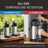 Coffee Carafe with Pump & Drip Tray - 74oz / 2.2L, 12 Hours, Thermal Carafe for Hot Liquids, Water Dispenser, Airpot Coffee Dispenser with Pump, Insulated Air Pot, Large Carafe for Hot Drinks view 2