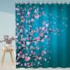 LIVILAN Cherry Blossom Shower Curtain Japanese Shower Curtain Floral Sakura Plum Blossom Flower Shower Curtains with 12 Hooks Teal Blue and Pink Pretty Shower Curtain, 72" W x 84" H view 3
