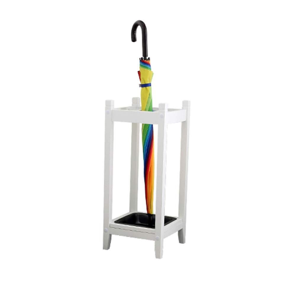 Umbrella Rack GUOYANHOME Umbrella Stand Square, Wooden Assembly Household Long Handle Umbrella, Office Hallway Walking Stick Stand 2 Colours,28X28X60CM (Color : White)