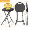 5Rcom Folding Stool, 2 Pack Portable Stool Chairs with Handle, Collapsible for Camping RV Party, Heavy Duty Steel Frame, 500lbs Capacity, Black view 3