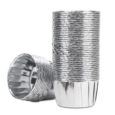 EUSOAR Aluminum Foil Silver Cupcake Liners, 50Pcs Disposable Muffin Liners, Baking Cups, Aluminum Cupcake Tip Pan Ramekin Holders, Little Pudding Cups