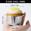 EUSOAR Aluminum Foil Silver Cupcake Liners, 50Pcs Disposable Muffin Liners, Baking Cups, Aluminum Cupcake Tip Pan Ramekin Holders, Little Pudding Cups view 2
