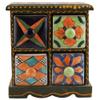 Indian Shelf Vocalforlocal Handcrafted Wooden and Ceramic Multicolor Jewellery Rack Spice Organizer Seasoning Masala Box Container Dabba(Four Darwer/6.75") Designer Gift view 1