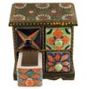 Indian Shelf Vocalforlocal Handcrafted Wooden and Ceramic Multicolor Jewellery Rack Spice Organizer Seasoning Masala Box Container Dabba(Four Darwer/6.75") Designer Gift view 2