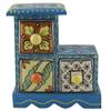 Indian Shelf Vocalforlocal Handcrafted Wooden and Ceramic Multicolor Spice Rack Container Organizer Dabba Jewellery Box (Three Darwer/6.75") Designer Gift view 1