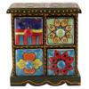 Indian Shelf Vocalforlocal Handcrafted Wooden and Ceramic Multicolor Spice Box Seasoning Masala Organizer Jewellery Container Rack(Four Darwer/6.75") Designer Gift view 1