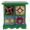 Indian Shelf Vocalforlocal Handcrafted Wooden and Ceramic Multicolor Spice Dabba Rack Container Organizer Jewellery Masala Box (Four Darwer/6.75") Designer Gift view 1