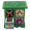 Indian Shelf Vocalforlocal Handcrafted Wooden and Ceramic Multicolor Spice Dabba Rack Container Organizer Jewellery Masala Box (Four Darwer/6.75") Designer Gift view 2