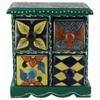 Indian Shelf Vocalforlocal Handcrafted Wooden and Ceramic Multicolor Spice Rack Container Organizer Dabba Jewellery Box (Four Darwer/6.75") Designer Gift view 1