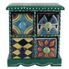 Indian Shelf Vocalforlocal Handcrafted Wooden and Ceramic Multicolor Spice Box Seasoning Masala Organizer Jewellery Container Rack(Four Darwer/6.75") Designer Gift view 1