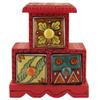 Indian Shelf Vocalforlocal Handcrafted Wooden and Ceramic Multicolor Masala Rack Container Box Spice Organizer Seasoning Dabba(Three Darwer/6.75") Designer Gift view 1