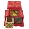 Indian Shelf Vocalforlocal Handcrafted Wooden and Ceramic Multicolor Masala Rack Container Box Spice Organizer Seasoning Dabba(Three Darwer/6.75") Designer Gift view 2