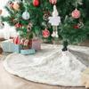 Atiming White Plush Christmas Tree Skirt - 90cm Snow Fur Mat with Silver Sequin Snowflake Xmas Tree Skirt Base Cover for Christmas & New Year Decorations (White, 35inches) view 1