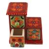 Indian Shelf Vocalforlocal Handcrafted Wooden and Ceramic Multicolor Seasoning Masala Rack Spice Dabba Container Box Organizer(Three Darwer/6.75") Designer Gift view 2