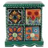 Indian Shelf Vocalforlocal Handcrafted Wooden and Ceramic Multicolor Spice Container Seasoning Masala Box Organizer Jewellery Rack(Four Darwer/6.75") Designer Gift view 1