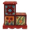 Indian Shelf Vocalforlocal Handcrafted Wooden and Ceramic Multicolor Spice Dabba Rack Container Organizer Jewellery Masala Box (Three Darwer/6.75") Designer Gift view 1