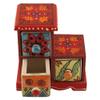 Indian Shelf Vocalforlocal Handcrafted Wooden and Ceramic Multicolor Spice Dabba Rack Container Organizer Jewellery Masala Box (Three Darwer/6.75") Designer Gift view 2