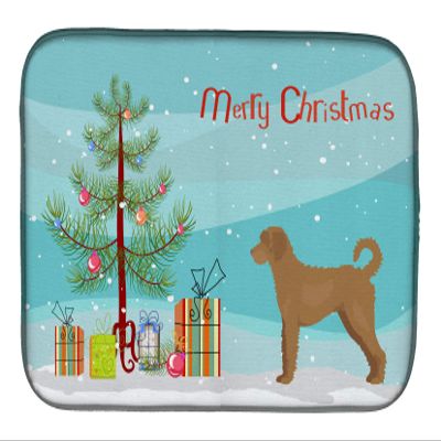 Caroline's Treasures CK3846DDM Tan Labradoodle Christmas Tree Dish Drying Mat Absorbent Dish Drying Mat Pad for Kitchen Counter Dish Drainer Mat for Countertop, 14 x 21", Multicolor