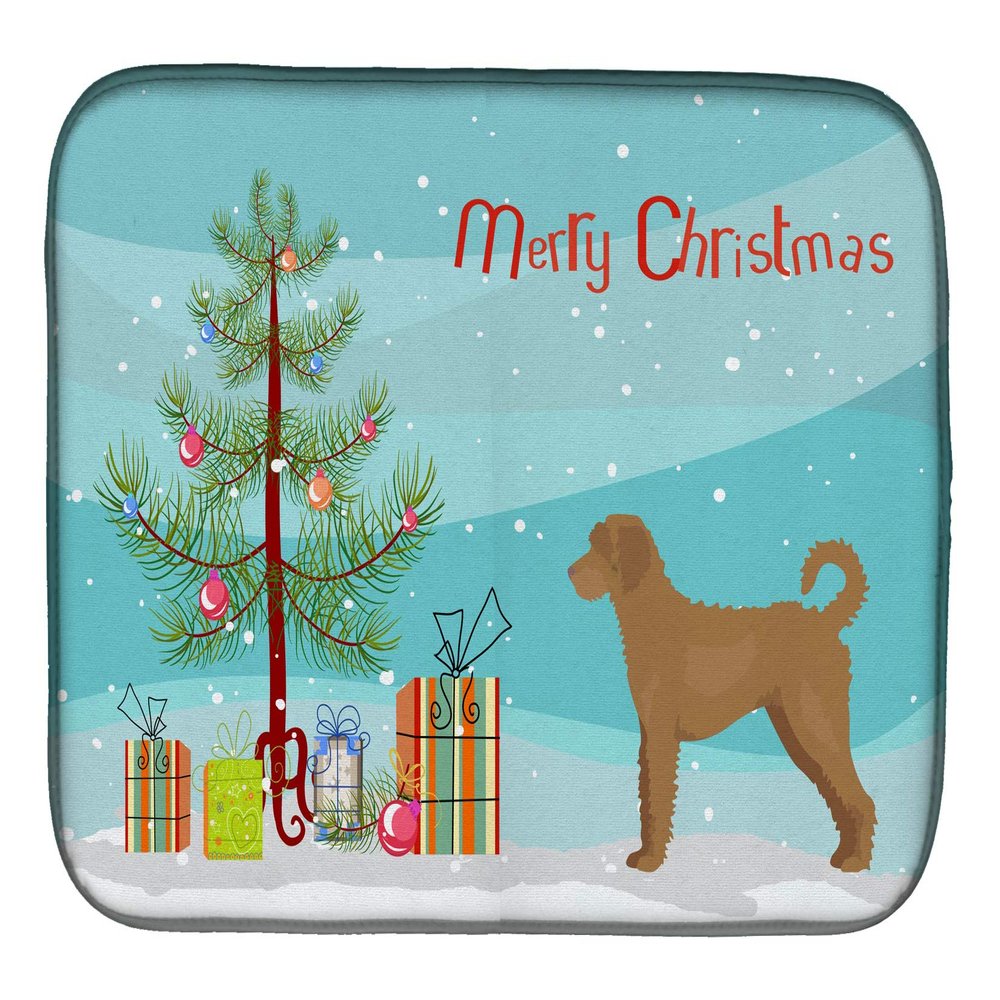 Caroline's Treasures CK3846DDM Tan Labradoodle Christmas Tree Dish Drying Mat Absorbent Dish Drying Mat Pad for Kitchen Counter Dish Drainer Mat for Countertop, 14 x 21", Multicolor
