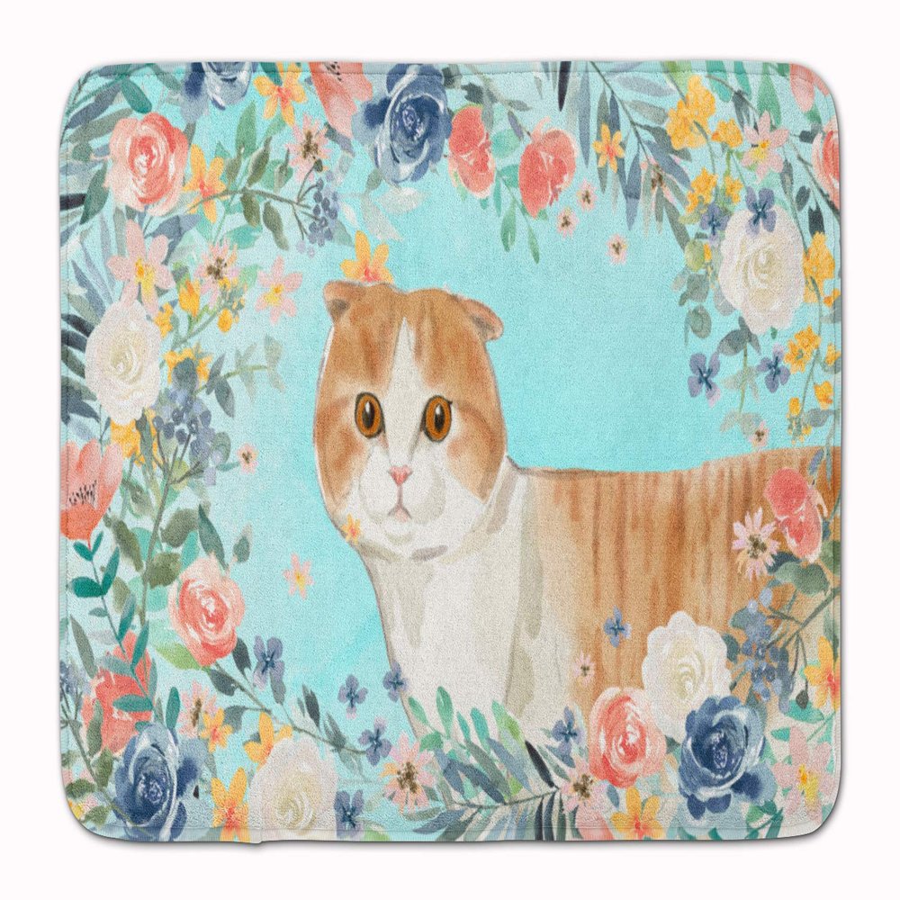 Caroline's Treasures CK3397RUG Scottish Fold Spring Flowers Machine Washable Memory Foam Mat, Bathroom Rug, Non-Slip Bath Mat, Durable Thick Washable Rugs for Kitchen, Bathroom Quick Dry, Decorative A
