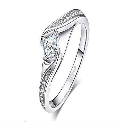 Bansriracha Princess Cut Cubic Zirconia Promise Rings 925 Sterling Silver Wedding Engagement Rings for Women (8)
