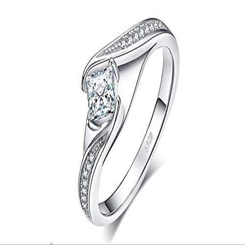 Bansriracha Princess Cut Cubic Zirconia Promise Rings 925 Sterling Silver Wedding Engagement Rings for Women (8)