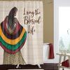African American Expressions Shower Curtain with Hooks - 71 x 71 Inch, Blessed Life Mudcloth Pattern view 1