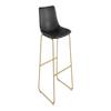 Inmod Kiersten Bar Stool, Set of 2, Black Mid Century Bar Stools with Back, Bar Chair with Backrest, Barstool Faux Leather, Mid-Century Faux Leather Barstool, Black___Gold Stitching view 1