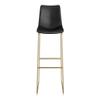 Inmod Kiersten Bar Stool, Set of 2, Black Mid Century Bar Stools with Back, Bar Chair with Backrest, Barstool Faux Leather, Mid-Century Faux Leather Barstool, Black___Gold Stitching view 3