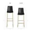 Inmod Kiersten Bar Stool, Set of 2, Black Mid Century Bar Stools with Back, Bar Chair with Backrest, Barstool Faux Leather, Mid-Century Faux Leather Barstool, Black___Gold Stitching view 4
