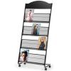 Granville Floor Brochure Stand Magazine Rack, Brochure Display Stand, 4 Pockets Magazine Holder Newspaper Stand with 4 Wheels (2 Lockable), Black view 1