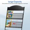 Granville Floor Brochure Stand Magazine Rack, Brochure Display Stand, 4 Pockets Magazine Holder Newspaper Stand with 4 Wheels (2 Lockable), Black view 2