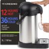 Airpot Coffee Dispenser with Pump & Tray - 102oz/3L Coffee Carafe with Pump - 12 Hours Hot Drink Dispenser for Parties - Stainless Steel Thermal Carafe for Hot Cocoa Bar -Easy-to-Use Insulated Pitcher view 2